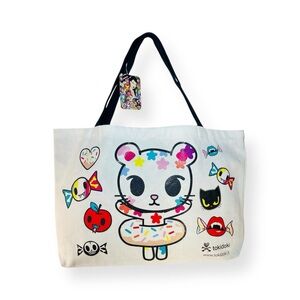 NEW Tokidoki Palette Canvas Tote Bag Fang Lips Candy Apple Black Cat NWT